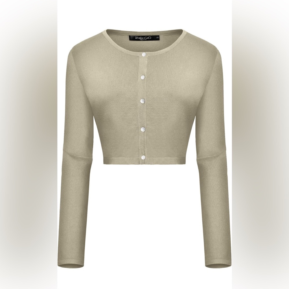 Urban CoCo Women's Long Sleeve Button Up Cropped Cardigan Size Medium